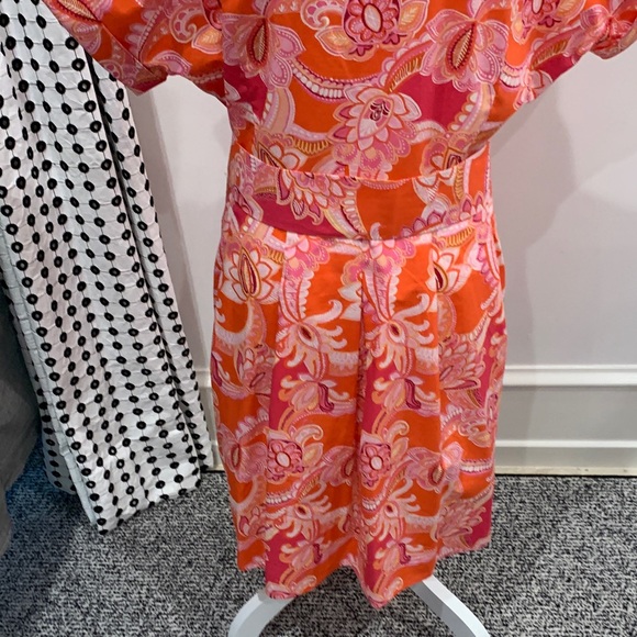 Talbots Vibrant Pink and Orange Paisley Button-Down Dress.  Size 12P. Never worn - Picture 6 of 8